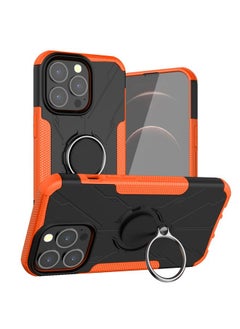 Generic Case Cover For iPhone 13 Armor Bear Shockproof PC + TPU Protective Case with Ring Holder Orange 