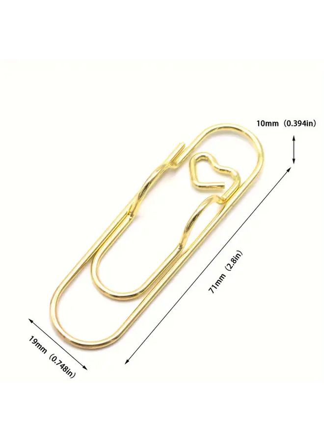 مشابك ورق معدنية على شكل قلب بألوان متنوعة - مجموعة من 6 قطع مع حامل قلم وعلامة كتاب - Image 2