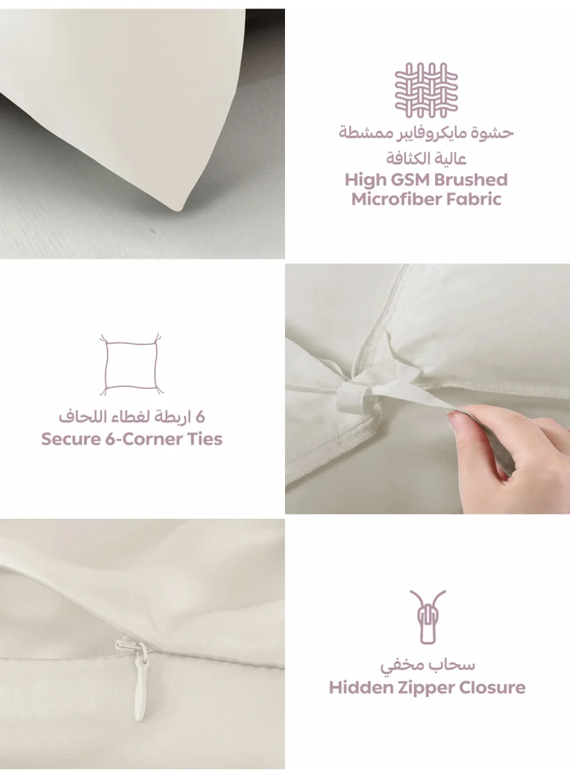 Donetella QUEEN (150x200 cm) Solid Duvet Cover Set, Fits 150 × 200 cm Bed, Queen Size 4-Piece Set, With Digitally Printed Pillow Shams, Brushed Microfiber Without Duvet Filler.  | Best Price UAE