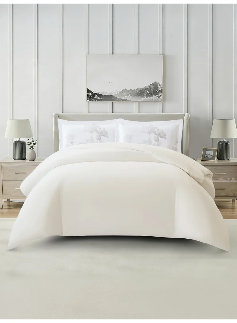 Solid Duvet Cover Set, Fits 150 × 200 cm Bed, Queen Size 4-Piece Set, With Digitally Printed Pillow Shams, Brushed Microfiber Without Duvet Filler.