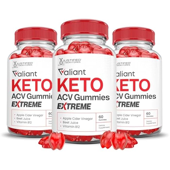 Justified Laboratories (3 Pack) Valiant Keto ACV Gummies Extreme 2000MG Valant Keto Gummies Apple Cider Vinegar Formulated with Pomegranate Beet Juice Powder B12 Vegan Non GMO 180 Gummys - Image 1