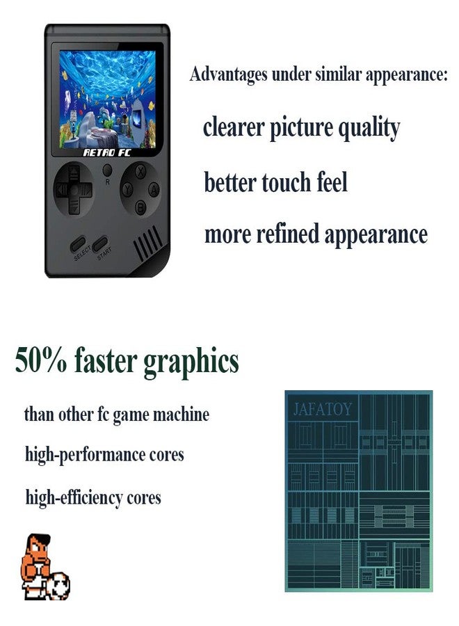 JAFATOY Retro Handheld Games Console for Kids/Adults, 168 Classic 8 Bit Games 3 inch Screen Video Games with AV Cable Play on TV (Black) - Image 2