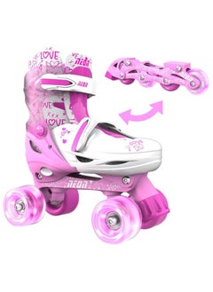 Quad and Inline Skates Neon Combo 2-in-1 Skates for Kids with LED Wheels | Adjustable Sizing 3-6 Years