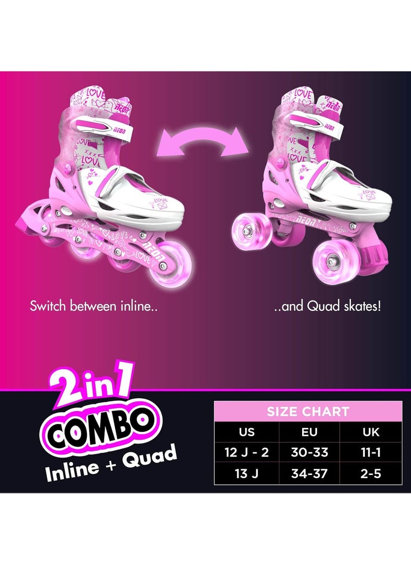 Yvolution - Quad and Inline Skates Neon Combo 2-in-1 Skates for Kids with LED Wheels | Adjustable Sizing 3-6 Years - Image 1