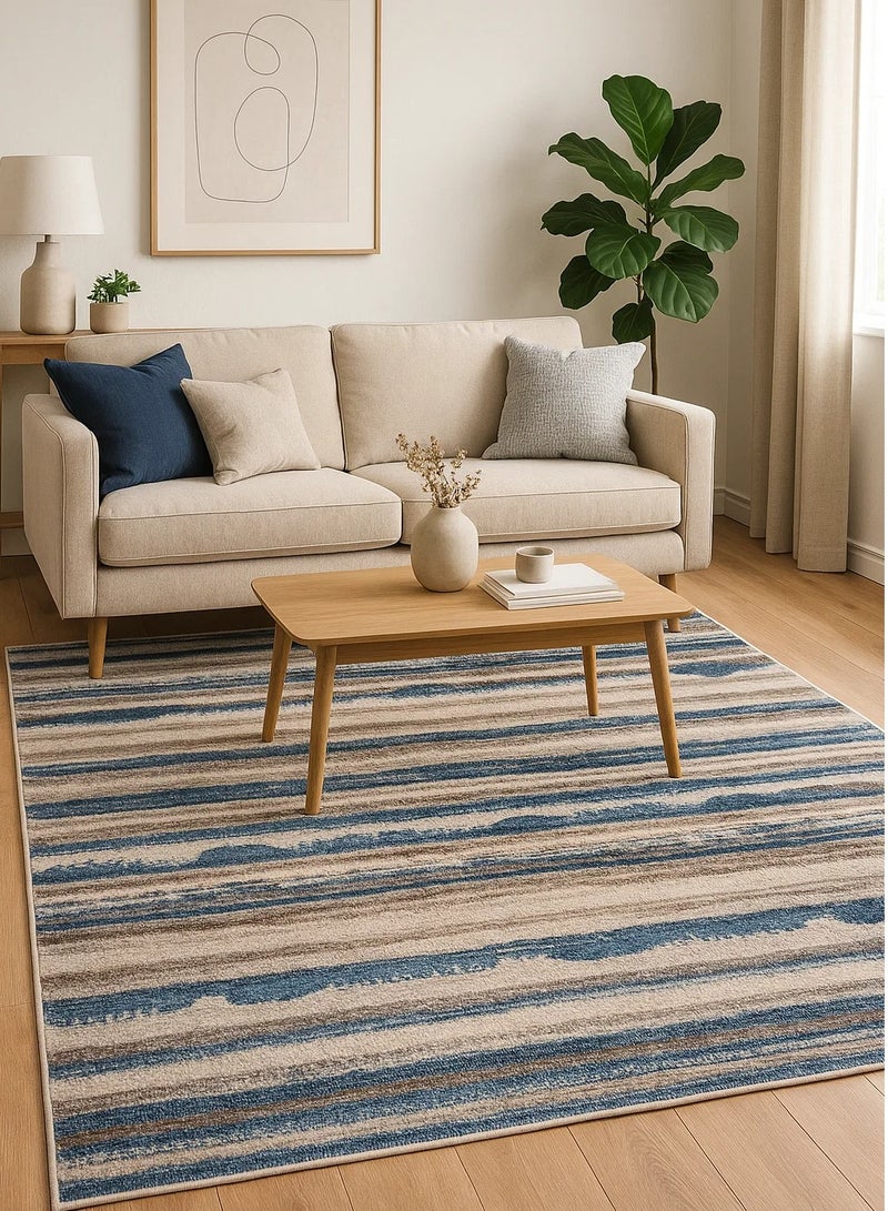 لوفت لومار، سجادة أريكة، سجادة غرفة معيشة حديثة، سجادات أرضية ناعمة، وسائد سجادة، سجادة أريكة غير قابلة للانزلاق، سجادة غرفة معيشة قابلة للغسل، مقاس 200*285 سم، أزرق/بيج-54016-SP9-X - Image 1