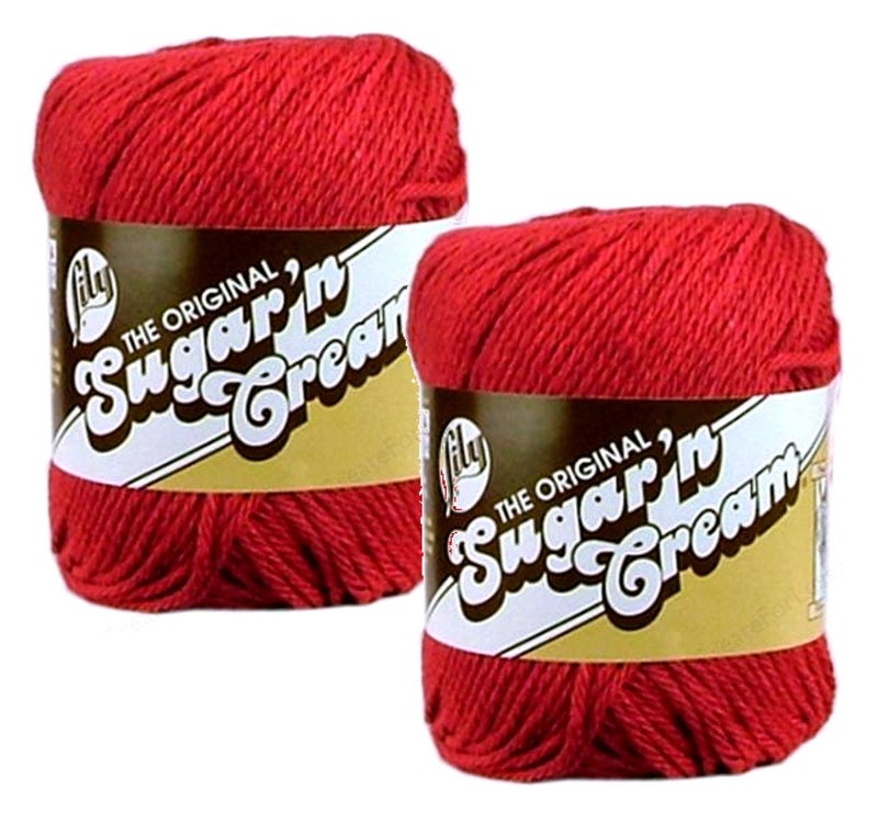 Lily Bulk Buy Lily Sugar n Cream 100 Cotton Yarn 2Pack Country Red 1530