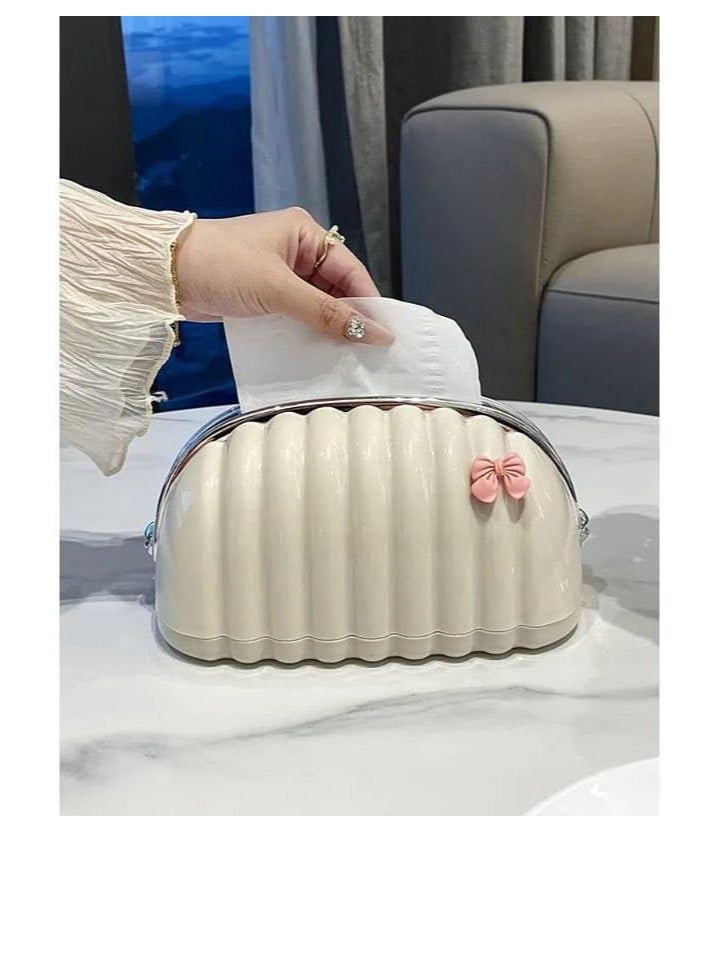 Cute Design Small Tissue Box Holder Durable Plastic Tissue Box Cover and Dispenser Suitable for Bathroom Dressing Table Nightstand Office Bedroom Code H - Image 1