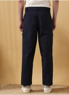 Dennis Lingo Navy 100% Nylon Solid Pattern Straight Fit Trouser for Men Full Bottom Body Wear Cargo Button Closure Woven Weave Mid Rise Waist - Perfect for Lifestyle Occasions  - Image 5
