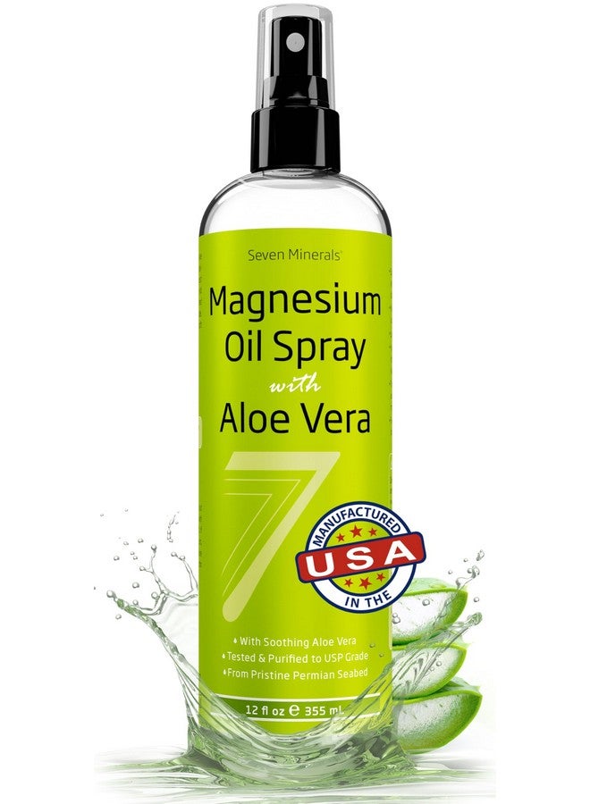 Seven Minerals Seven Minerals, Magnesium Oil Spray with Aloe Vera - Less Itchy - Use as Magnesium Spray Deodorant - Made in USA - Get Healthy Hair & Skin and Sleep Better - Free eBook Included (Big 12 oz) - Image 1