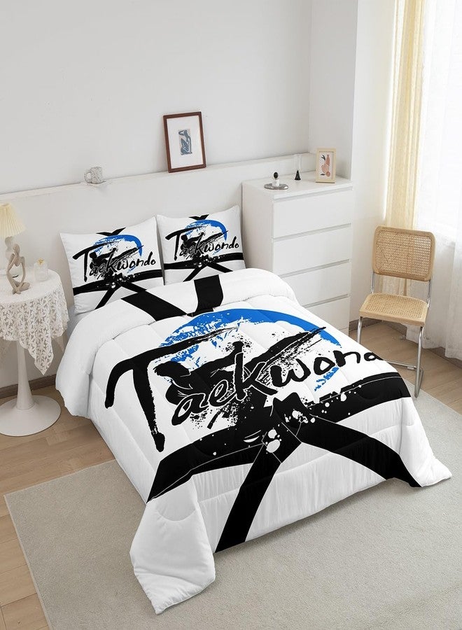 Castle Fairy Gift for Boys Comforter Set for Kids Adults,Taekwondo Kung Fu Black Belt Bedding Comforter Sets Twin,Kids Teens Japanese Sport Quilt Comforter with 1 Pillowcase - Image 2