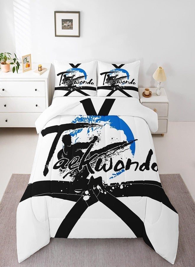 Castle Fairy Gift for Boys Comforter Set for Kids Adults,Taekwondo Kung Fu Black Belt Bedding Comforter Sets Twin,Kids Teens Japanese Sport Quilt Comforter with 1 Pillowcase - Image 1