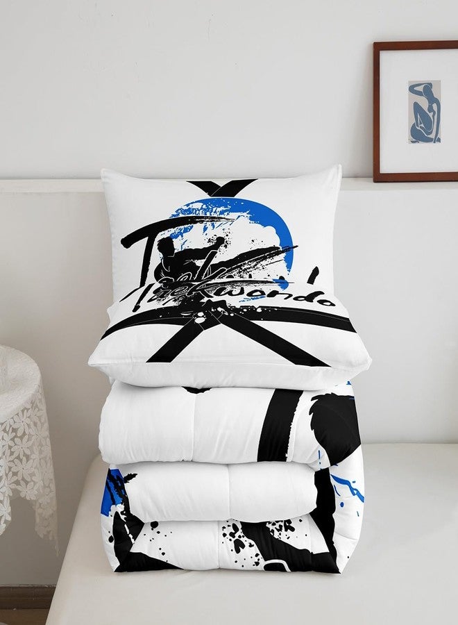 Castle Fairy Gift for Boys Comforter Set for Kids Adults,Taekwondo Kung Fu Black Belt Bedding Comforter Sets Twin,Kids Teens Japanese Sport Quilt Comforter with 1 Pillowcase - Image 5