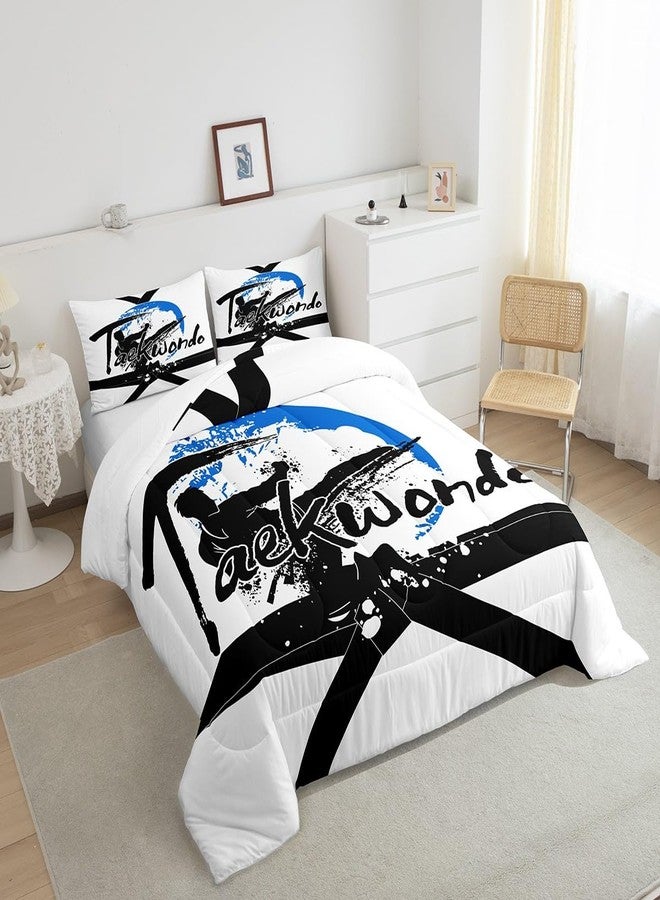 Castle Fairy Gift for Boys Comforter Set for Kids Adults,Taekwondo Kung Fu Black Belt Bedding Comforter Sets Twin,Kids Teens Japanese Sport Quilt Comforter with 1 Pillowcase - Image 4