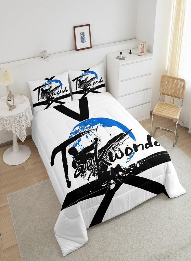 Castle Fairy Gift for Boys Comforter Set for Kids Adults,Taekwondo Kung Fu Black Belt Bedding Comforter Sets Twin,Kids Teens Japanese Sport Quilt Comforter with 1 Pillowcase - Image 3