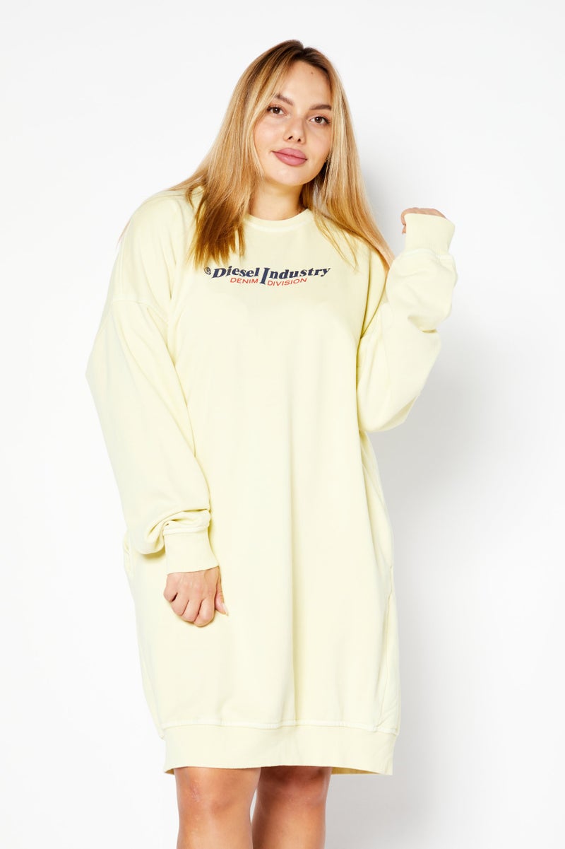 DIESEL Women Brand Logo Mini Dress, Light Yellow - Image 1