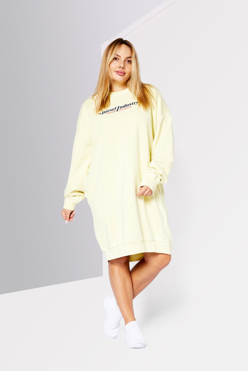 DIESEL Women Brand Logo Mini Dress, Light Yellow - Image 2