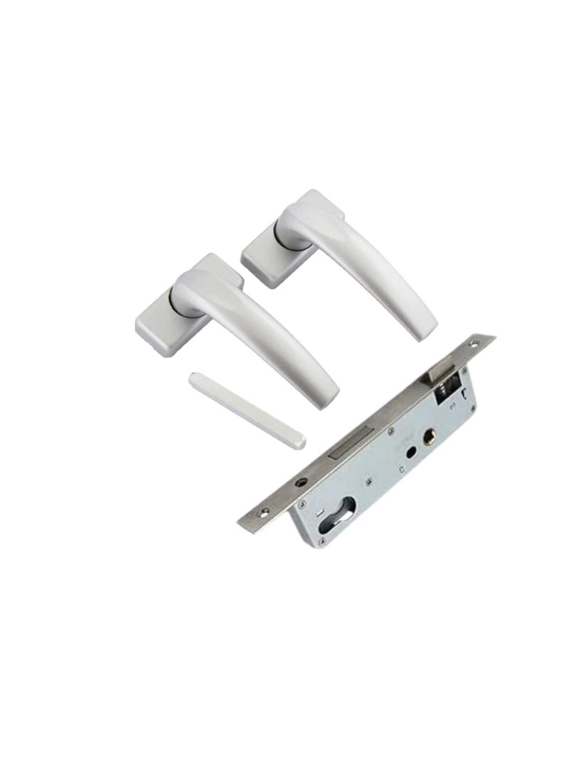 روبستلاين - مقبض الباب الألومنيوم Robustline أبيض مع 20MM Lockbody ، مجموعة مقبض باب شديد التحمل. (فضة) - Image 1