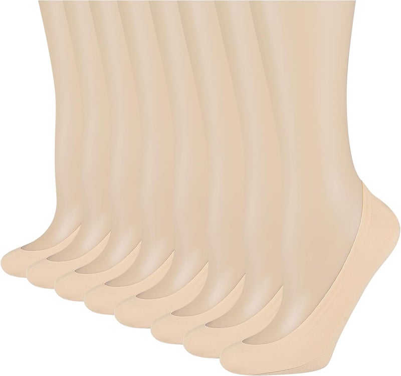 Double Couple 8 Pairs No Show Socks Women Low Cut Socks for Flats Non Slip Thin Liner Socks - Image 1