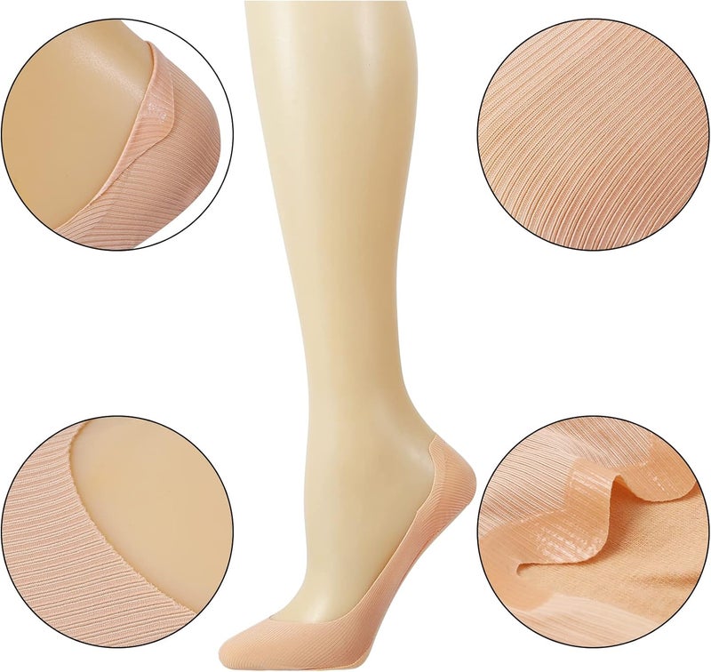 Double Couple 8 Pairs No Show Socks Women Low Cut Socks for Flats Non Slip Thin Liner Socks - Image 3