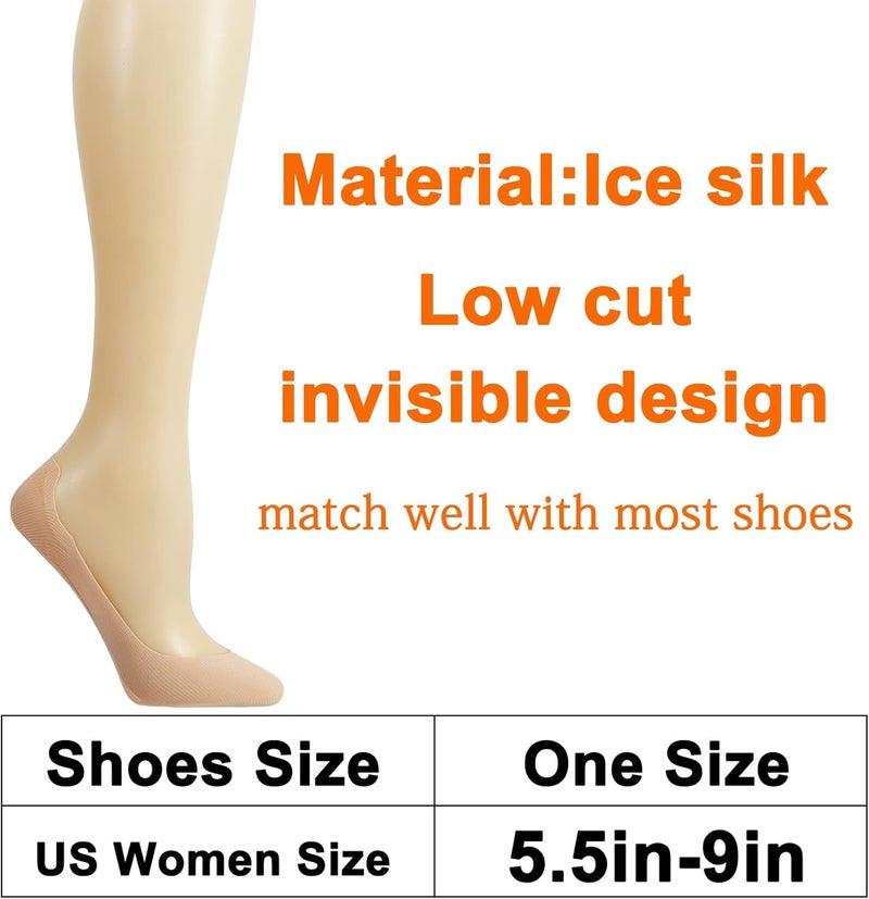 Double Couple 8 Pairs No Show Socks Women Low Cut Socks for Flats Non Slip Thin Liner Socks - Image 2