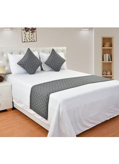 Harbell Home Harbell Home 200TC Solid Quilted Velvet Bed Runner Scarf with Matching Cushion CoversSlipcover Mattress ProtectorBed Linen ScarfDecorative Set for BedroomsHotel RoomsGuest Rooms Grey  - Image 1