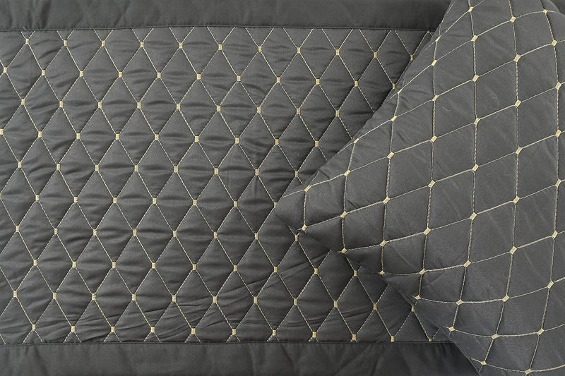 Harbell Home Harbell Home 200TC Solid Quilted Velvet Bed Runner Scarf with Matching Cushion CoversSlipcover Mattress ProtectorBed Linen ScarfDecorative Set for BedroomsHotel RoomsGuest Rooms Grey  - Image 2