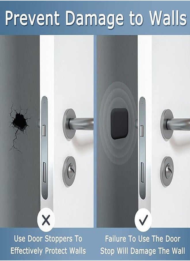 Bukela Door Stoppers Wall Protector, Door Handle Silicone Crash Pad, 4 Pieces Self-Adhesive Door Rear Buffers Quiet Anti-Bump Pads Furniture Accessories for Home Office (Black)  - Image 2