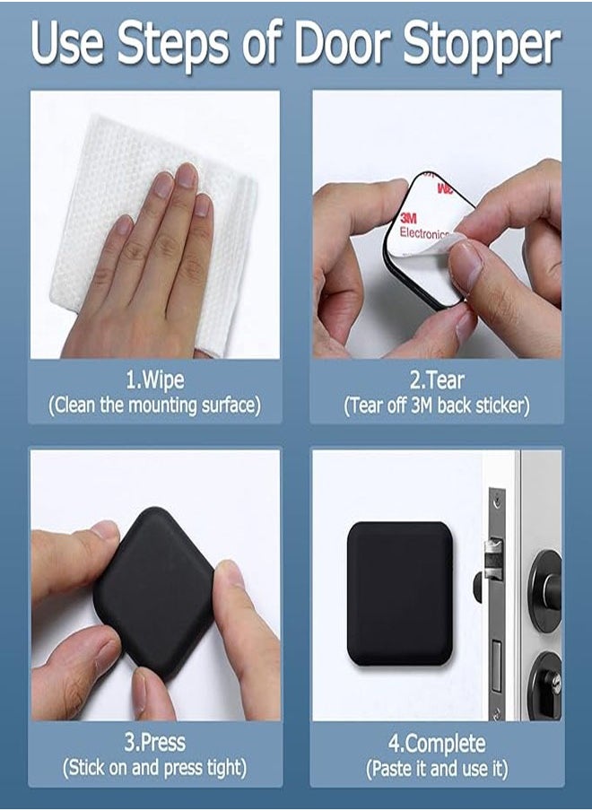 Bukela Door Stoppers Wall Protector, Door Handle Silicone Crash Pad, 4 Pieces Self-Adhesive Door Rear Buffers Quiet Anti-Bump Pads Furniture Accessories for Home Office (Black)  - Image 5