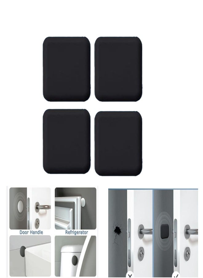 Bukela Door Stoppers Wall Protector, Door Handle Silicone Crash Pad, 4 Pieces Self-Adhesive Door Rear Buffers Quiet Anti-Bump Pads Furniture Accessories for Home Office (Black)  - Image 1