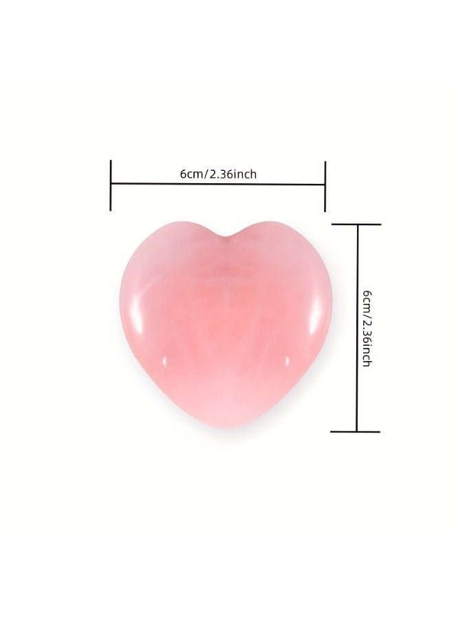 60 mm Rose Quartz Crystals Heart Stone Valentines Gifts for Her Women Crystal Gifts for Women Natural Reiki Gemstone Polished Heart Shaped Rocks Meditation - Image 2