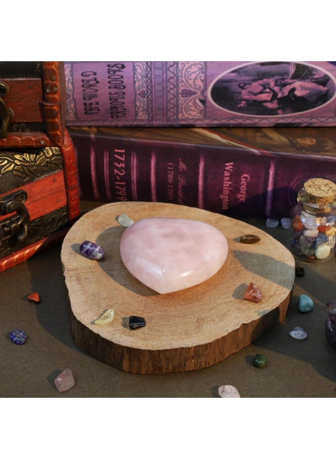 60 mm Rose Quartz Crystals Heart Stone Valentines Gifts for Her Women Crystal Gifts for Women Natural Reiki Gemstone Polished Heart Shaped Rocks Meditation - Image 3
