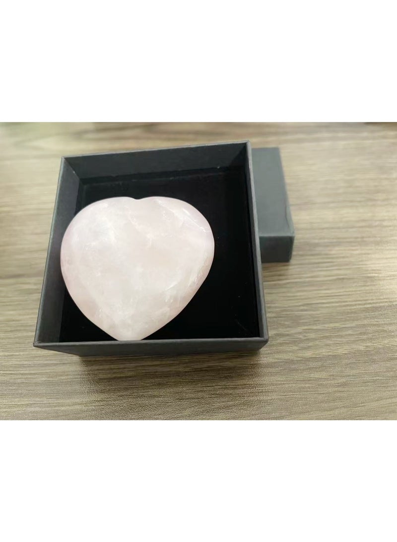 60 mm Rose Quartz Crystals Heart Stone Valentines Gifts for Her Women Crystal Gifts for Women Natural Reiki Gemstone Polished Heart Shaped Rocks Meditation - Image 4