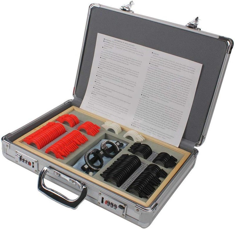 كلاراكو مجموعة عدسات تجريبية من كلاركو، 104 قطعة، حلقات بلاستيكية، صندوق قياس البصر، إطار تجريبي، إطار تجربة النظارات - Image 1