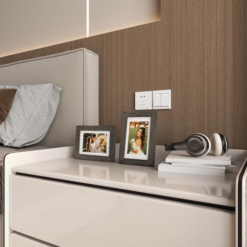 KINLINK 4x6 Picture Frames Ash Black  Wood Frames with Acrylic Plexiglass for 3.5x5 with Mat or 4x6 without Mat  Tabletop and Wall Mounting Display  Set of 4 - Image 5