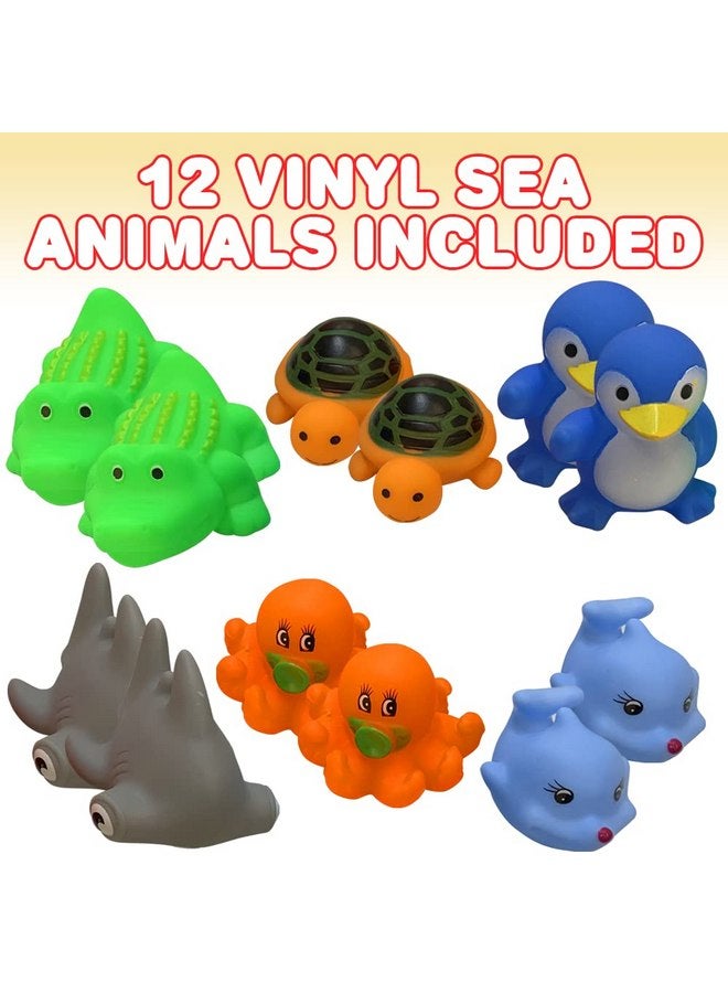 ArtCreativity Vinyl Sea Animals, Pack of 12 Assorted Squeezable Toys, Aquatic Birthday Party Favors for Kids, Fun Bath Tub and Pool Toys for Children, Educational Learning Aids for Boys and Girls - Image 2