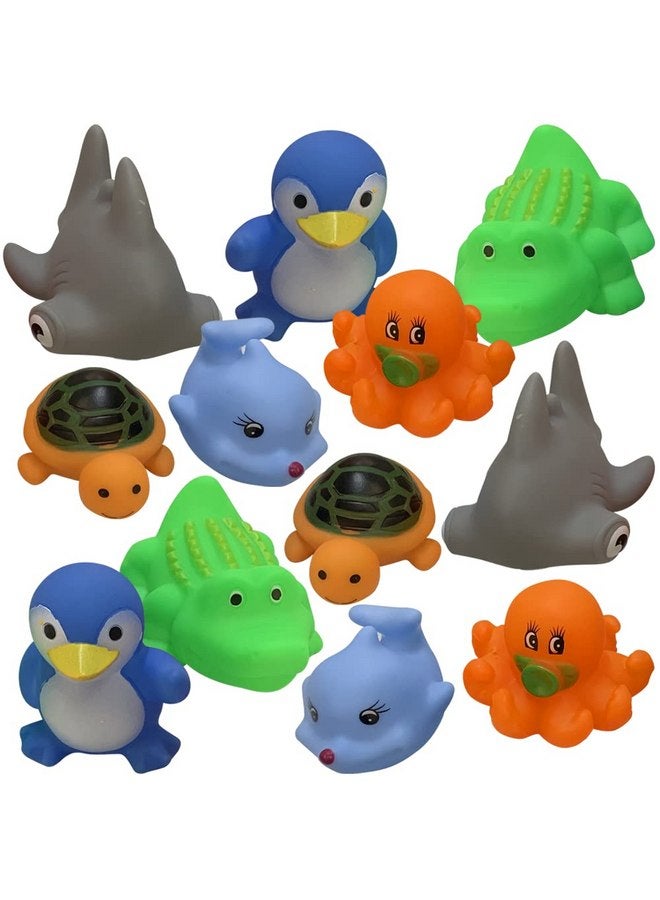 ArtCreativity Vinyl Sea Animals, Pack of 12 Assorted Squeezable Toys, Aquatic Birthday Party Favors for Kids, Fun Bath Tub and Pool Toys for Children, Educational Learning Aids for Boys and Girls - Image 1