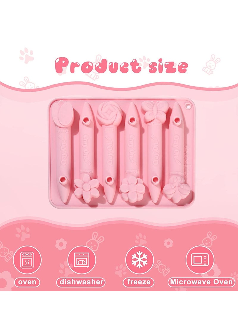 Excefore - 4 Pack Assorted Crayon Molds, 3D Crayon Silicone Mold, Oven Safe Reusable Crayon Molds, DIY Crayon Shaped Mold Reusable Triangular Crayon Molds for DIY Making(Pink Gray) - Image 1