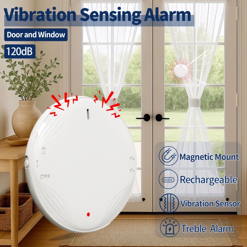 Purple Rechargeable 90 to 120 Db Volume Level Adjustable Vibration Alarm for Doors Windows Glass Breakage Anti Theft Sensor Home Security Simple Installation - Image 4