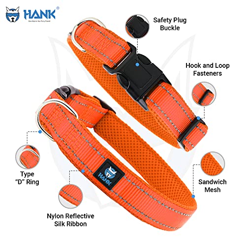 HANK 3M Reflective Dog collar | Dog neck belt Soft Breathable Mesh Collar for dogs with Adjustable Buckle | Dog belt Protect your dog neck from choking Lightweight & Comfort-fit (X-Large, Neon Orange) - Image 2