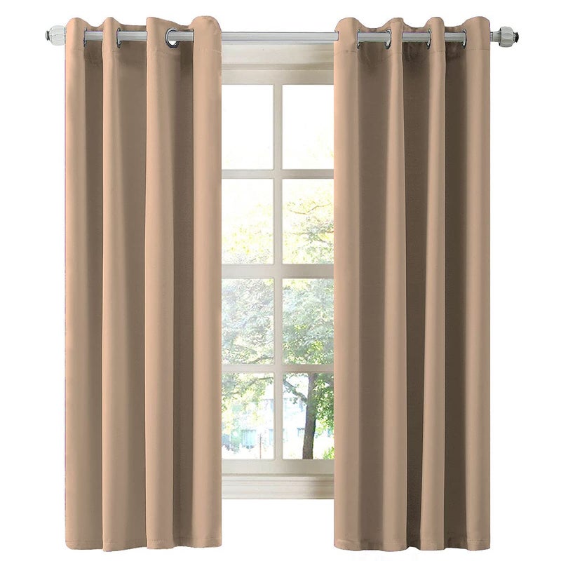 LA PALMA Thermal Insulated Blackout Darkening Grommet Living Room Curtains Window Drapes for Bedroom Pack of 2 Panels