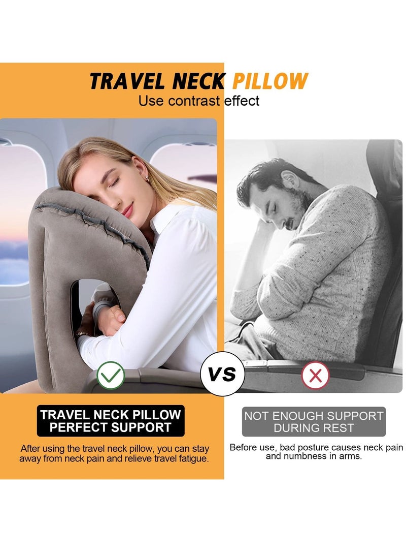 Inflatable Travel Pillow for Airplane to Avoid Neck and Shoulder Pain Support Head Neck Used for Sleeping Rest Grey 53.5x39x32.5cm