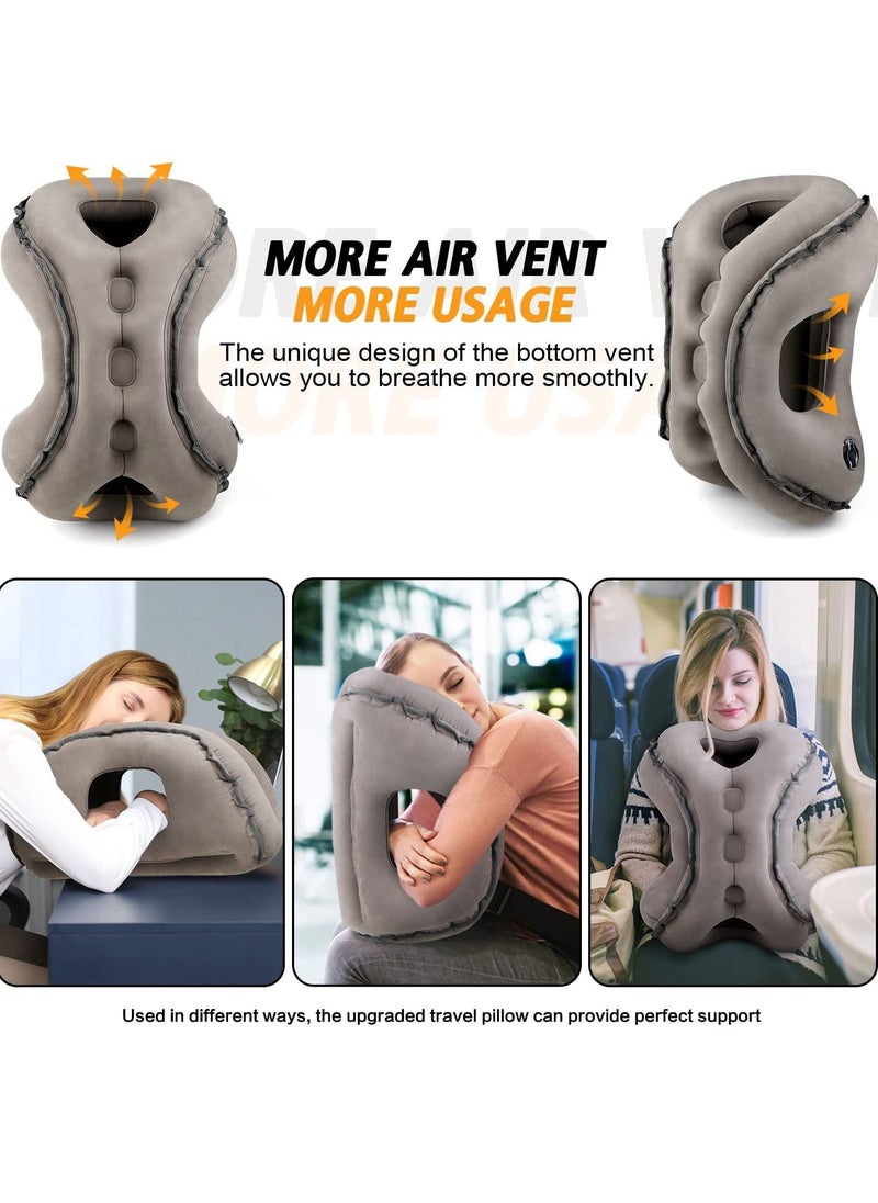Inflatable Travel Pillow for Airplane to Avoid Neck and Shoulder Pain Support Head Neck Used for Sleeping Rest Grey 53.5x39x32.5cm