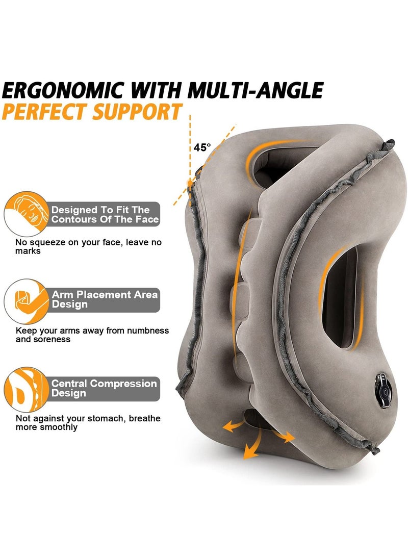 Inflatable Travel Pillow for Airplane to Avoid Neck and Shoulder Pain Support Head Neck Used for Sleeping Rest Grey 53.5x39x32.5cm