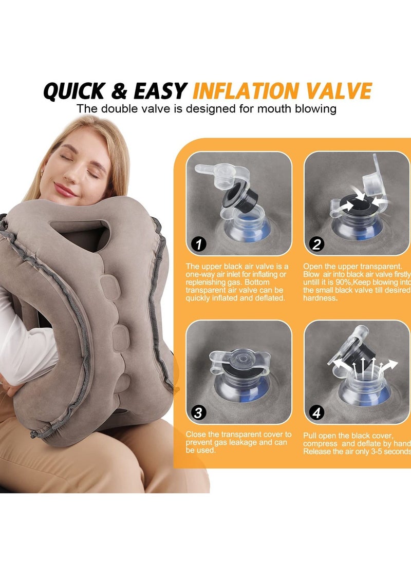 Inflatable Travel Pillow for Airplane to Avoid Neck and Shoulder Pain Support Head Neck Used for Sleeping Rest Grey 53.5x39x32.5cm