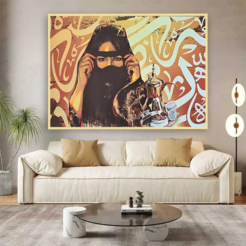 ماركتنا لوحة قماشية بتصميم فتاة عربية مع برواز مجوف مقاس (60×40) قطعة واحدة - Image 1