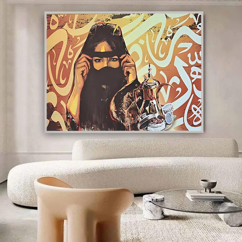 ماركتنا لوحة قماشية بتصميم فتاة عربية مع برواز مجوف مقاس (60×40) قطعة واحدة - Image 3