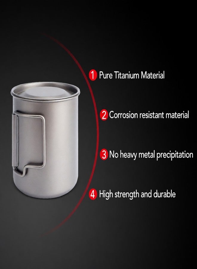 HWZBBEN 420ml Titanium Cup with Foldable Handles Lightweight Water Cup for Backpacking Camping Fishing - Image 3
