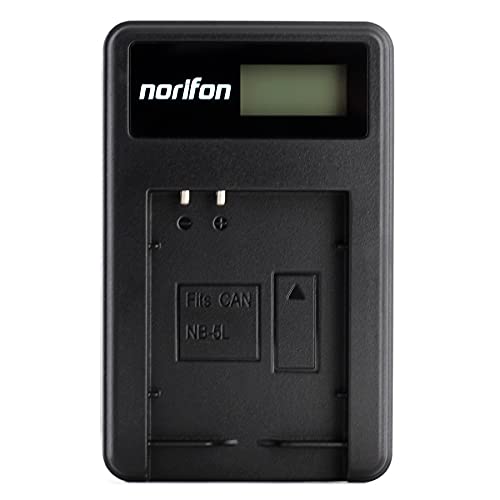 Norifon NB-5L LCD USB Charger for Canon PowerShot SD880 is, SD850 is, SD870 is, SD800 is, SD970 is, SD990 is, SD950 is, SD900, SX230 HS, S110, Digital IXUS 980 is, 960 is Camera and More - Image 1