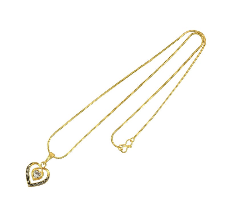 Handicraft Kottage 1gm 22Ct Gold Plated chain with Pendant | latest & Stylish Celebrity Inspired Chain/Necklace/Jewellery Set/Fashion jewellery for Men, Women Boys Girls - Image 2