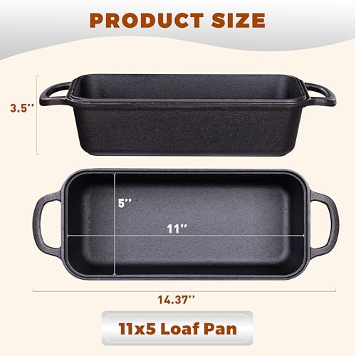 Articasting 11x5 Inch Cast Iron Loaf Pan With Lid，5.8 Qt Large Loaf Pans For Sourdough Bread Baking, Pre-Seasoned Heavy Duty Dutch Oven Bread Pan For a Crispy Crust - Image 3